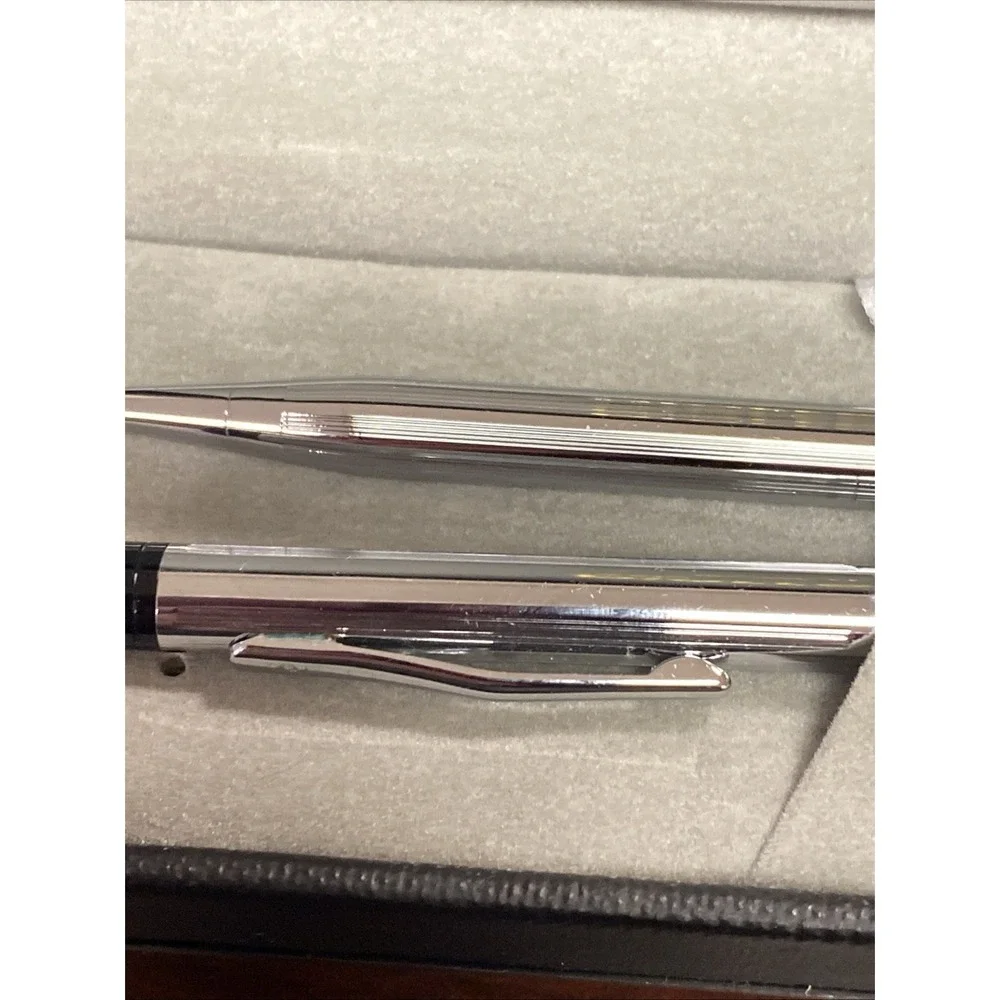 Vintage New Chrome Pierre Cardin Retractable Pencil Set With Custom Box